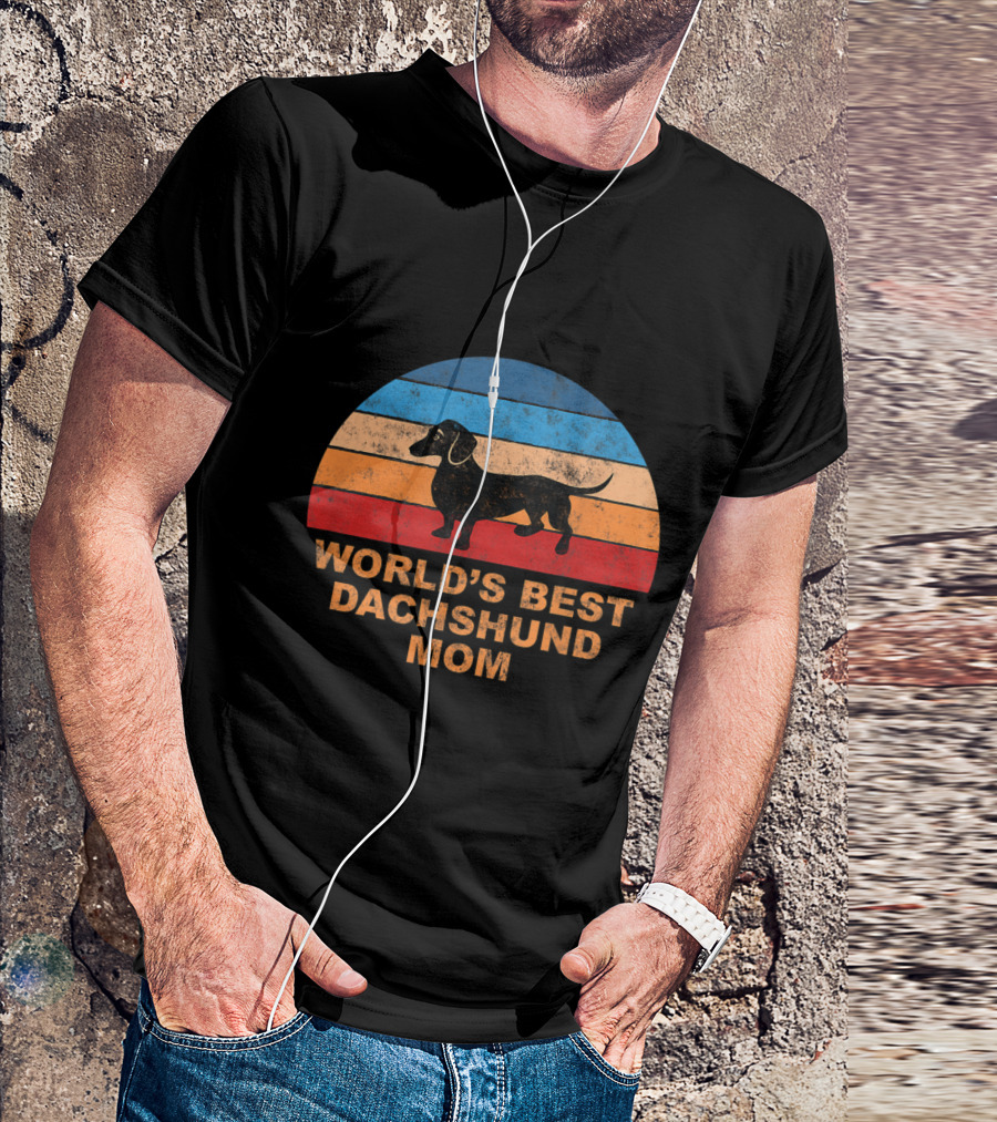 World's Best Dachshund Mom Retro Sunset T-Shirt