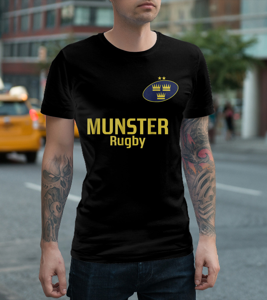 Munster Rugby Modern Logo with Crown Symbol and Stars T-Shirt