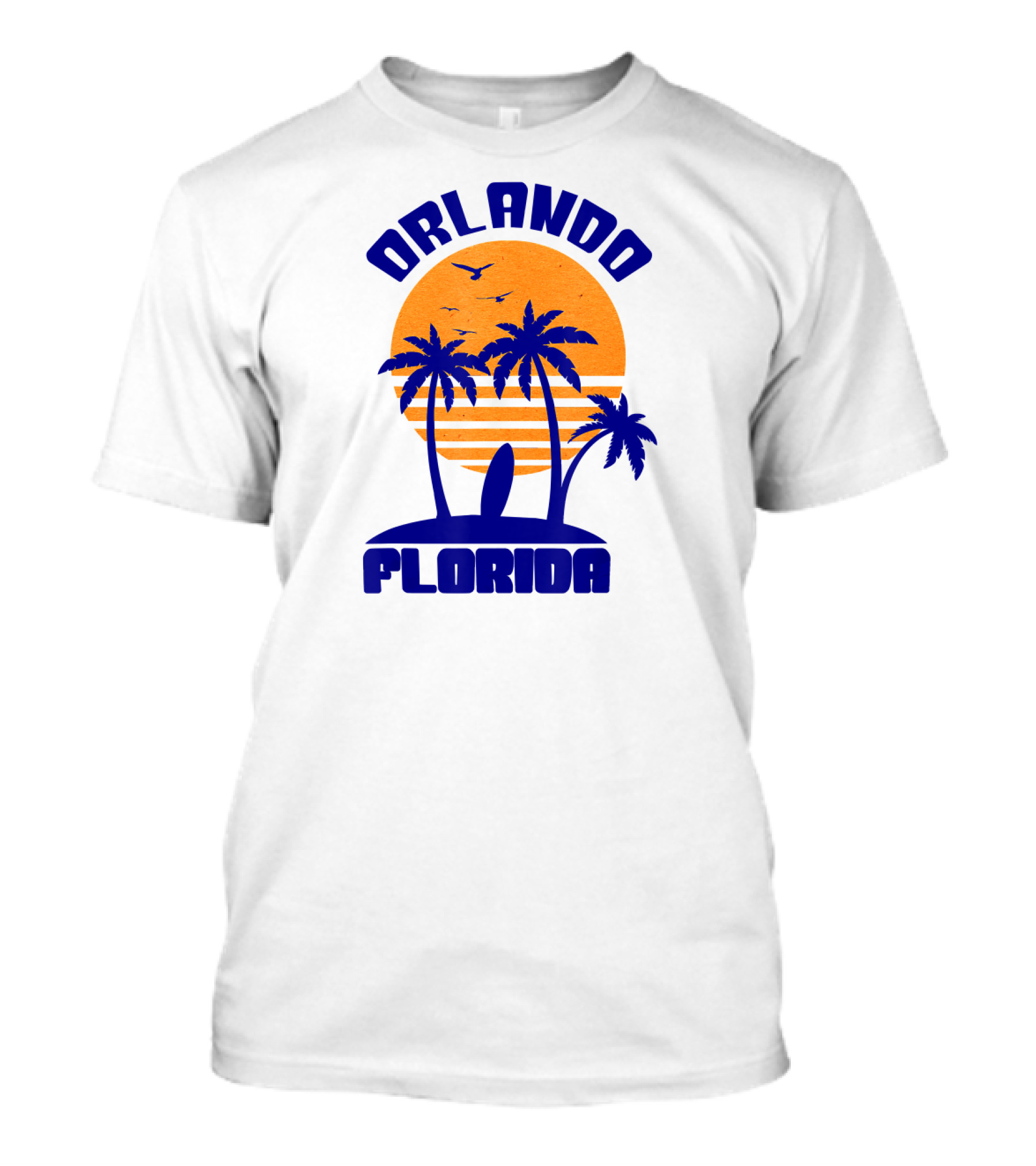 Orlando Florida Beach Surfing Sunset With Palm Trees And Surfboard T-Shirt