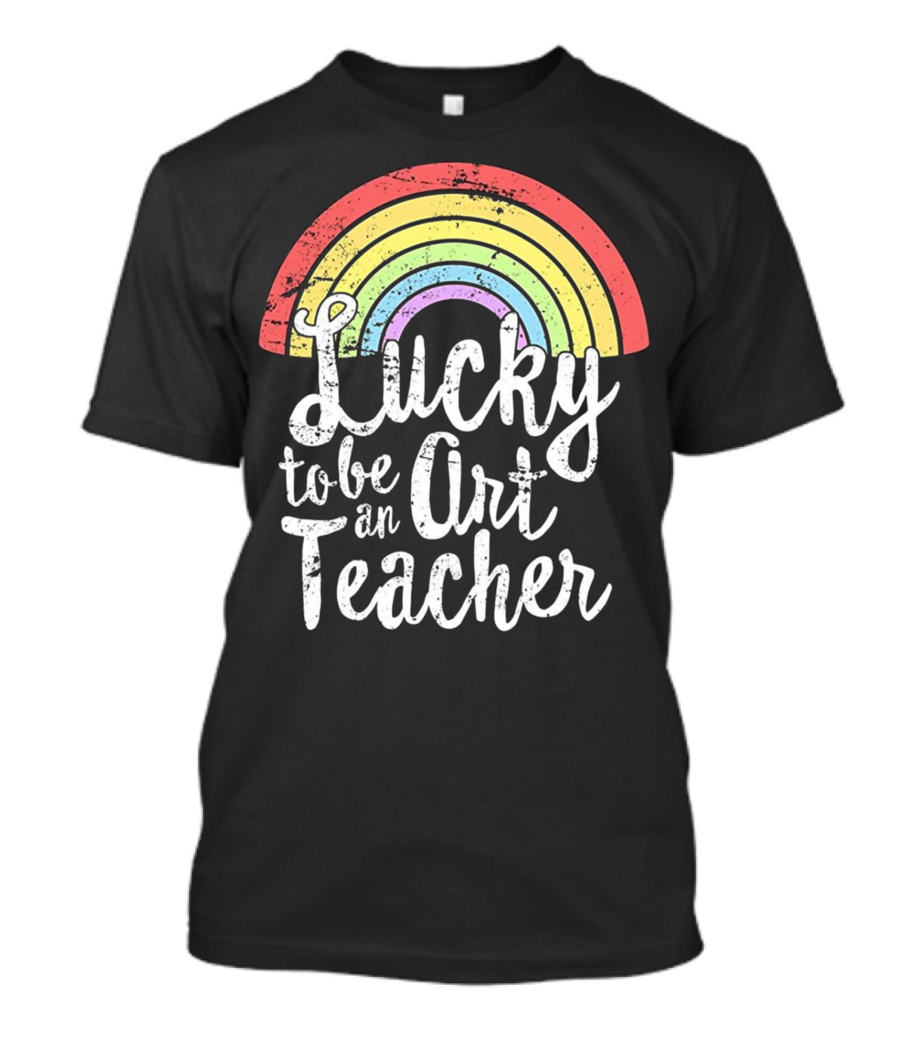 Lucky To Be An Art Teacher Rainbow St Patricks T-Shirt