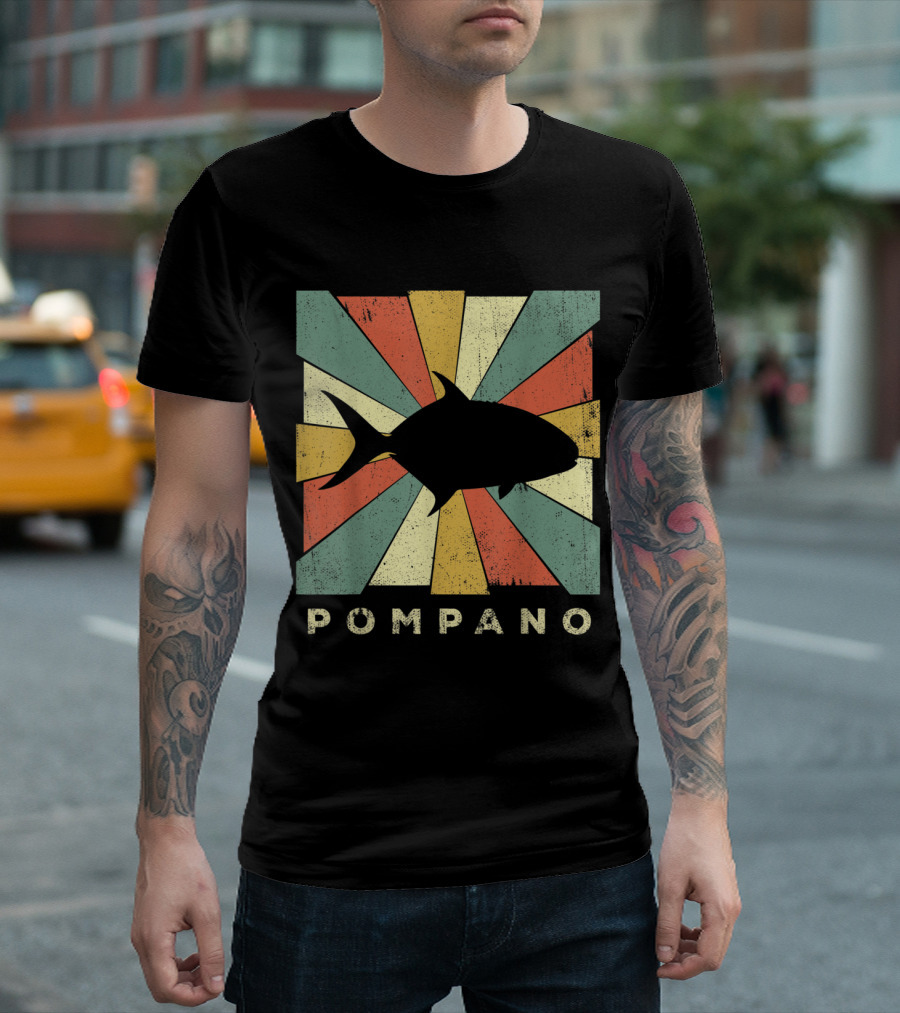 Pompano Fish Vintage Sunburst T-Shirt