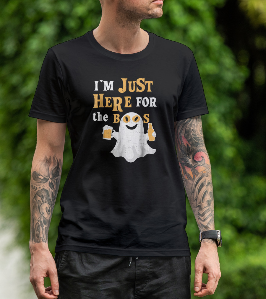 I'm Just Here For The Boos Ghost With Beer Bottles T-Shirt
