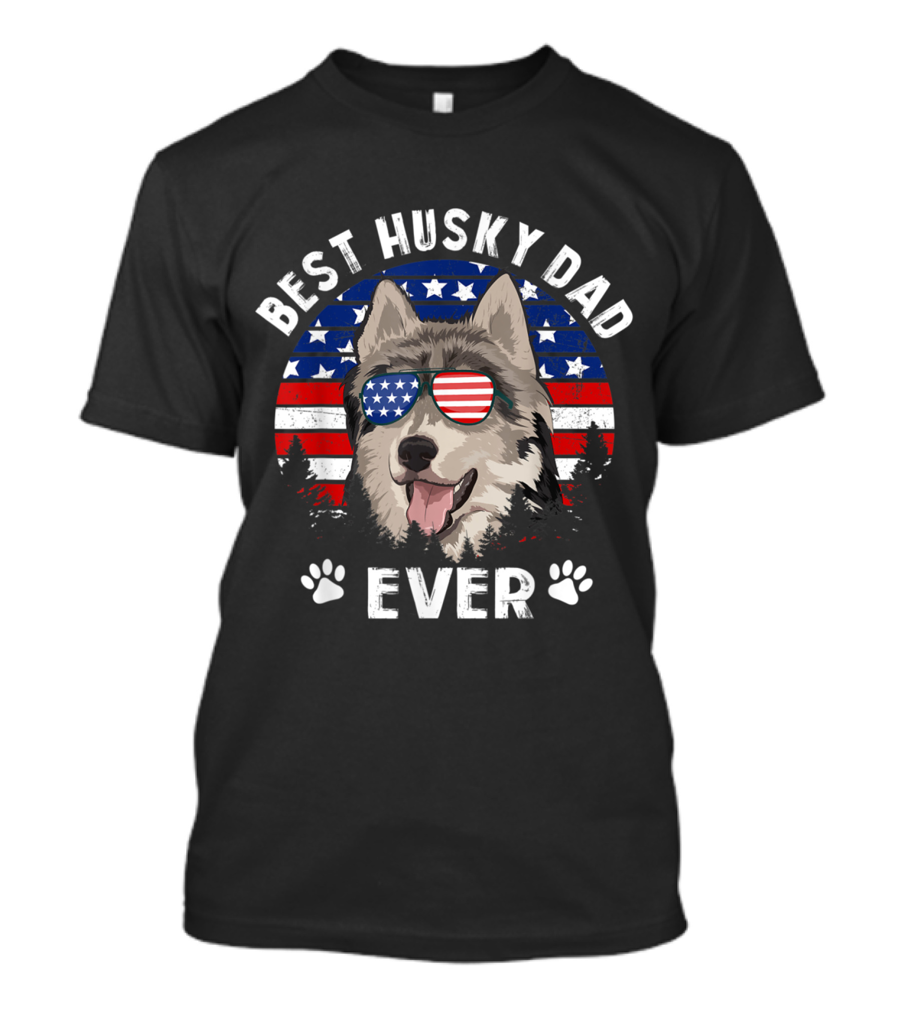 Best Husky Dad Ever American Flag Sunglasses T-Shirt