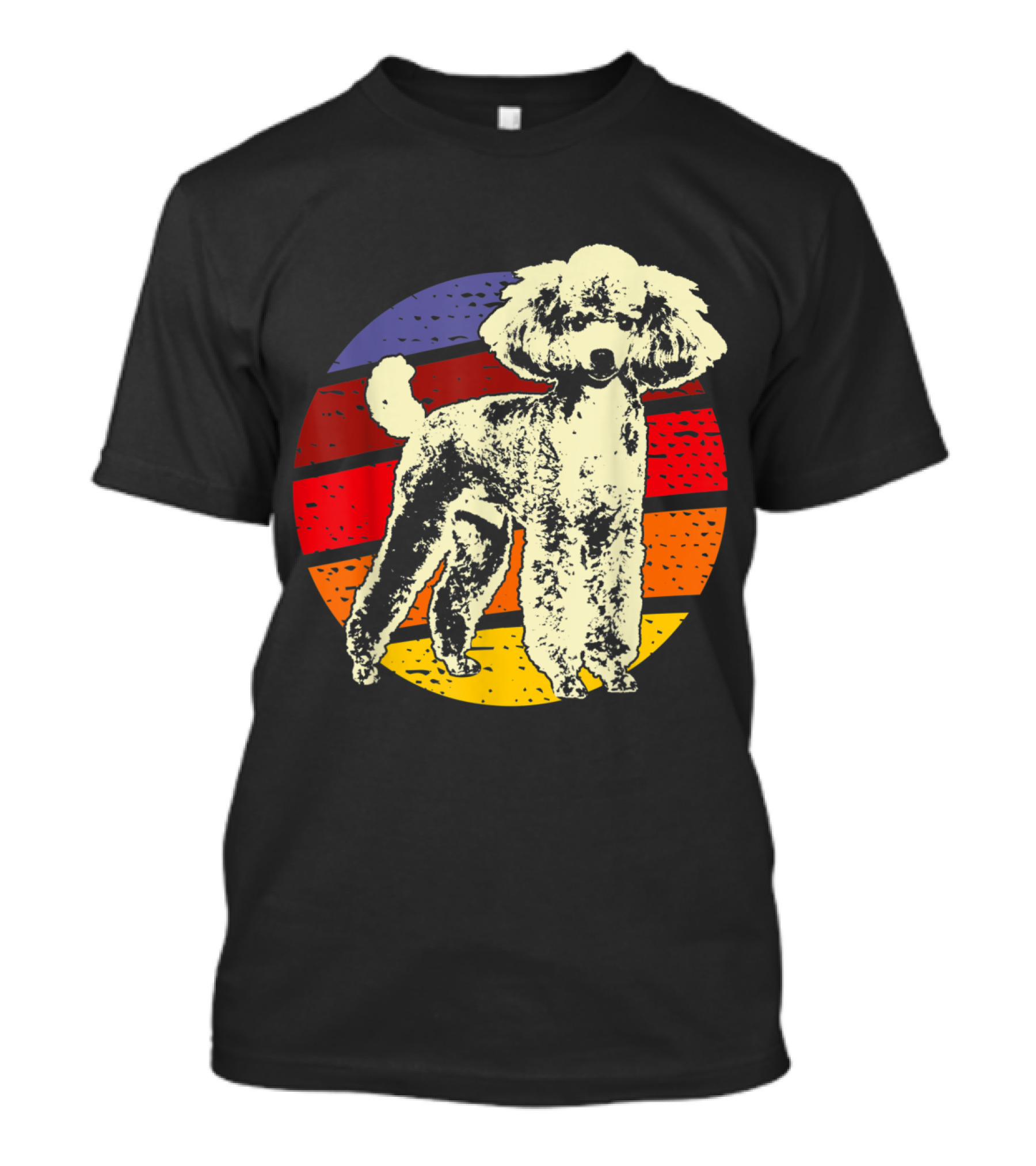 Vintage Poodle Dad Retro Rainbow Stripes T-Shirt