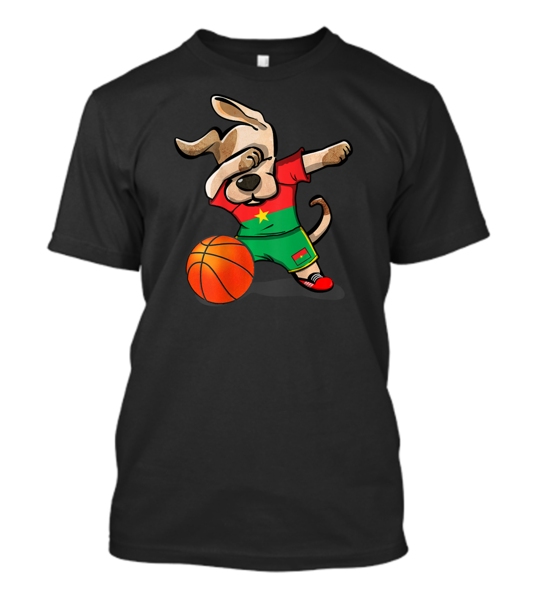 Dog Dabbing Burkina Faso Flag Basketball Player Jersey T-Shirt