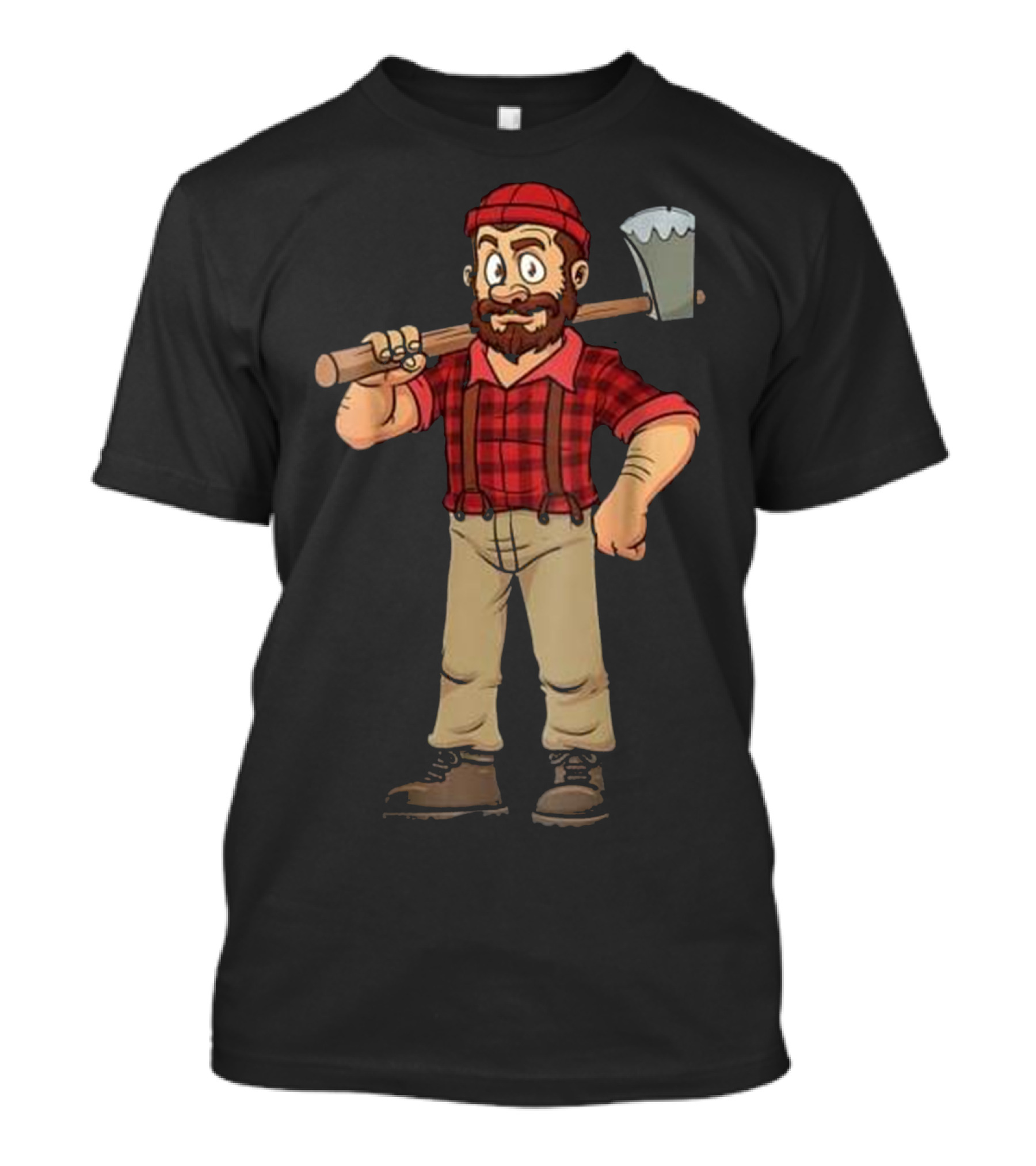 Lumberjack Hipster Mountain Man Flannel Axe Character T-Shirt