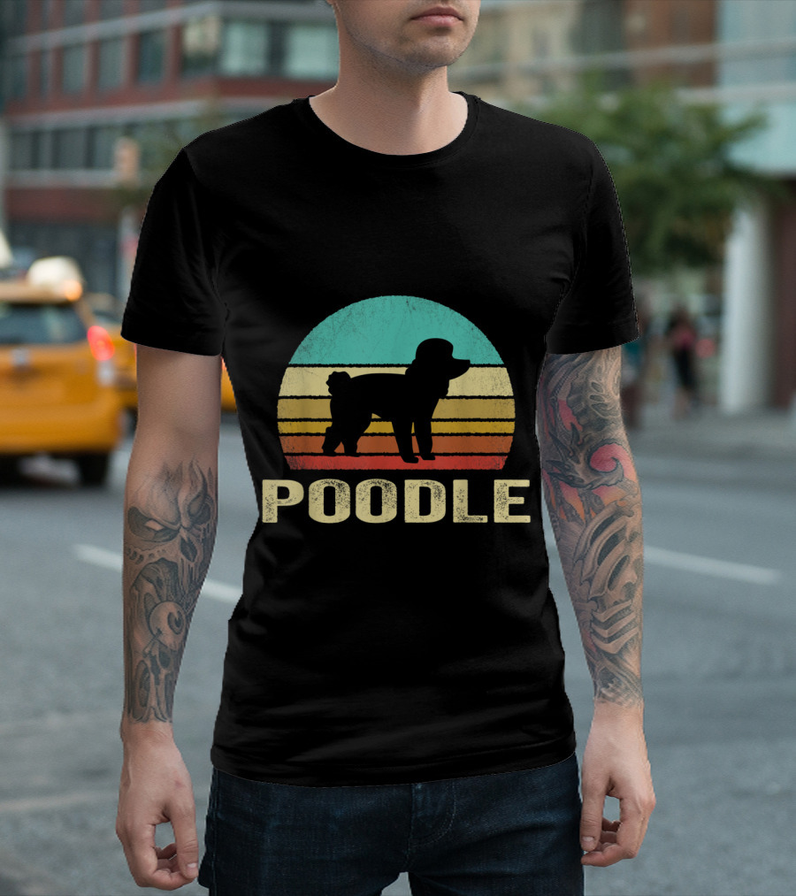 Vintage Poodle Sunset Retro T-Shirt