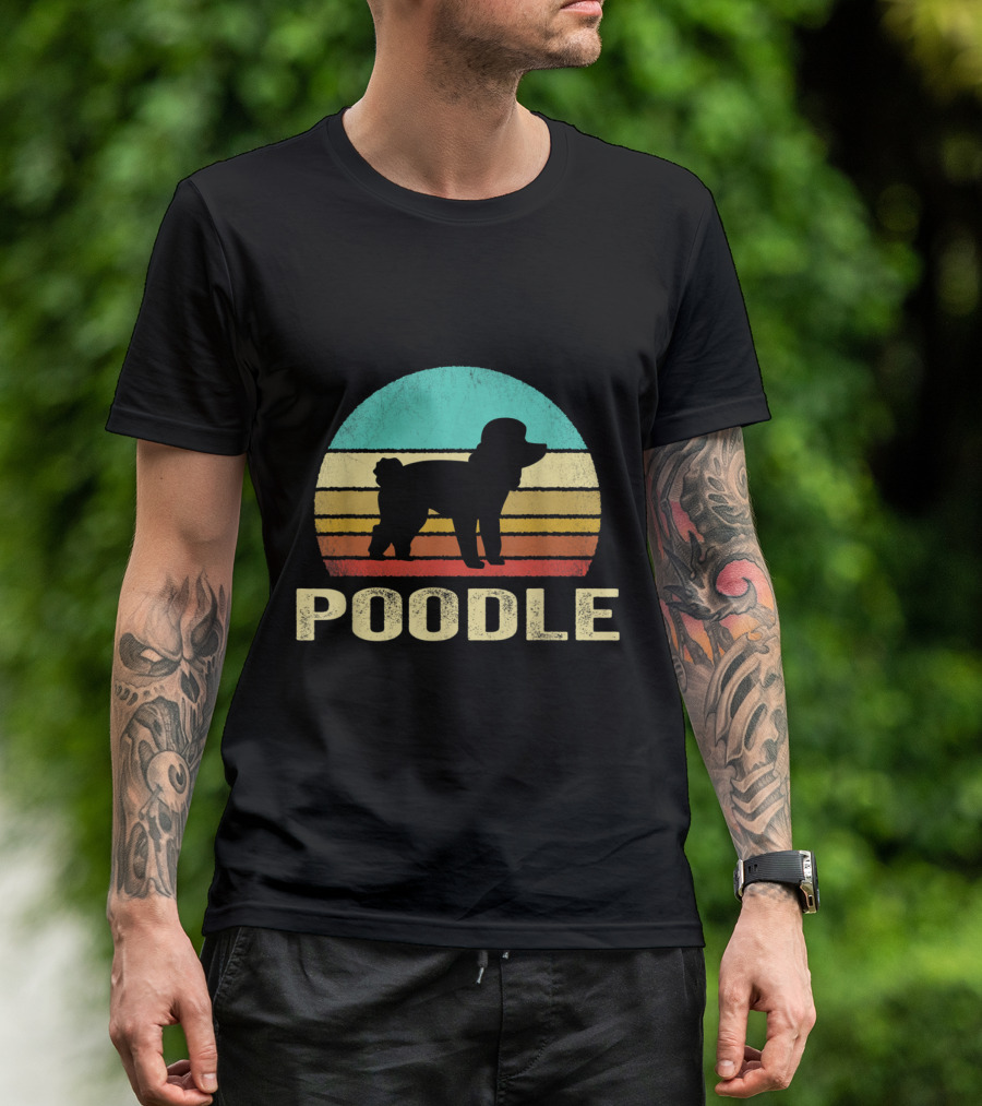 Vintage Poodle Sunset Retro T-Shirt