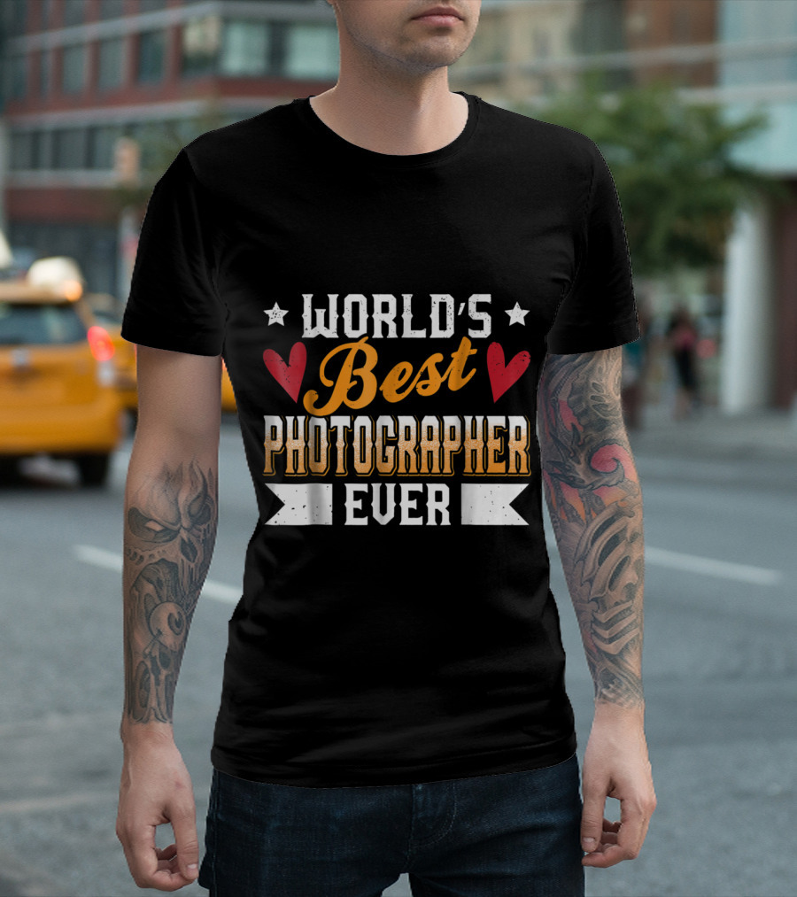 World's Best Photographer Ever With Hearts And Stars T-Shirt