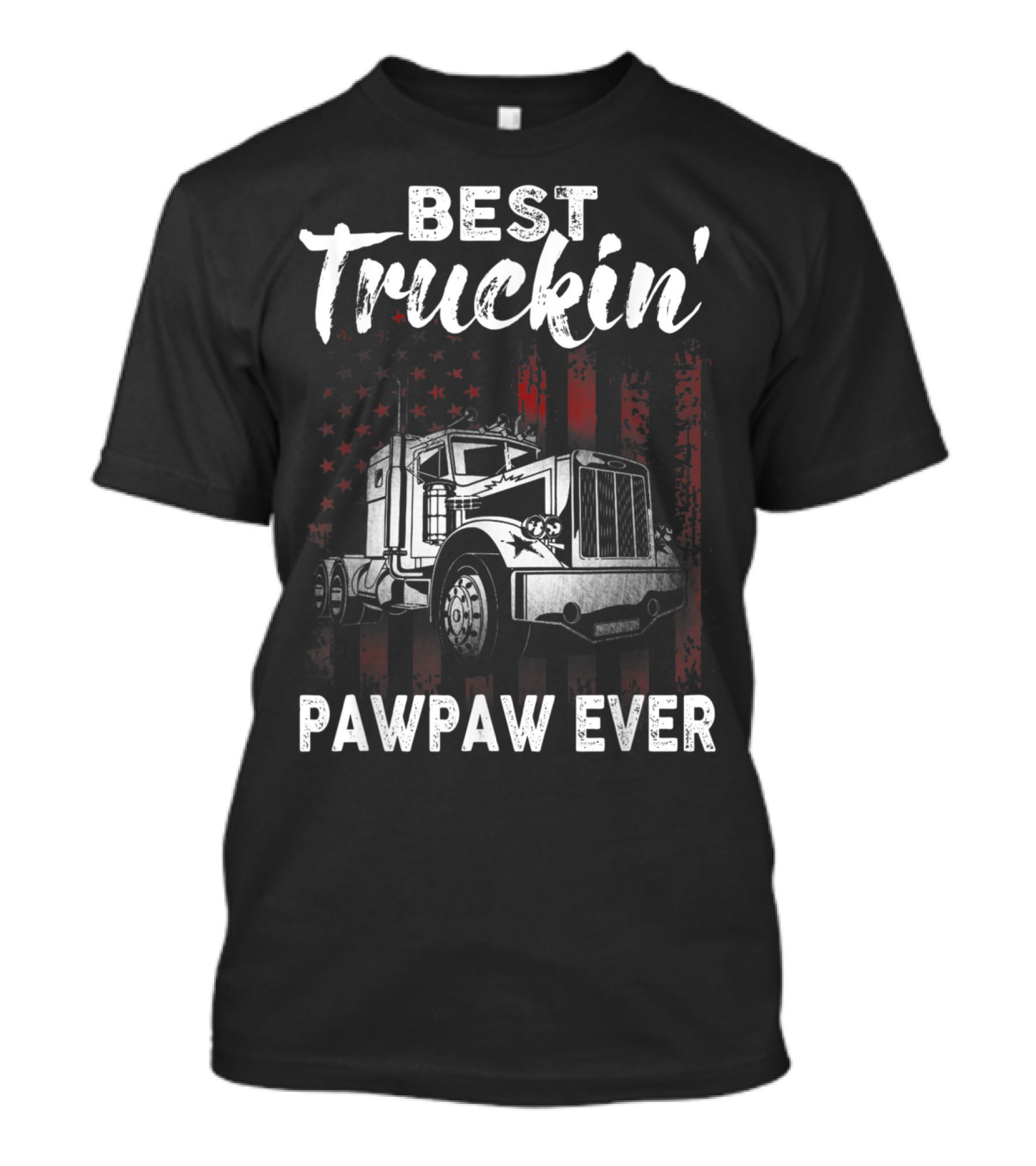 Best Truckin' Pawpaw Ever Vintage Truck Patriotic American Flag Background T-Shirt