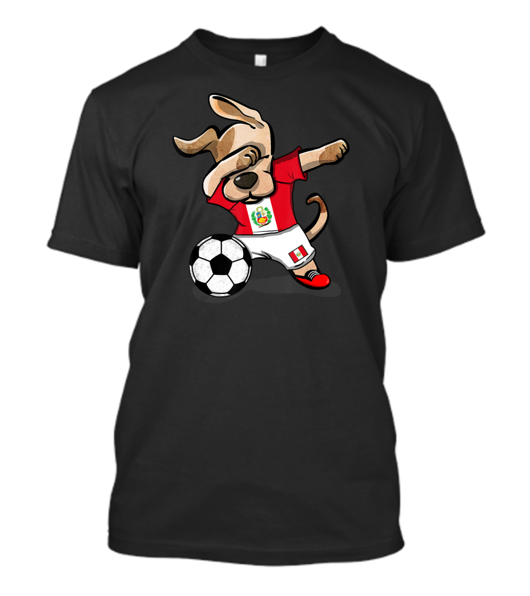 Peruvian Dog Dabbing Soccer Peru Jersey With Ball T-Shirt