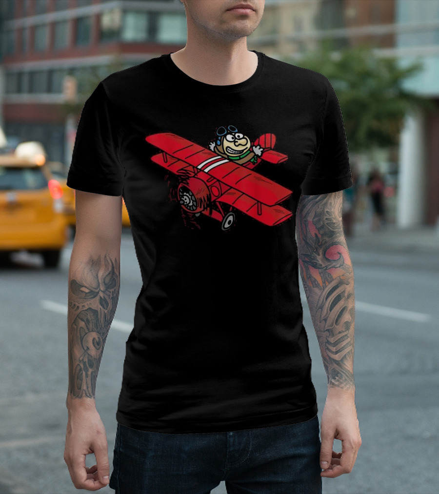 Red Baron Biplane Pilot Cartoon Air Adventure T-Shirt