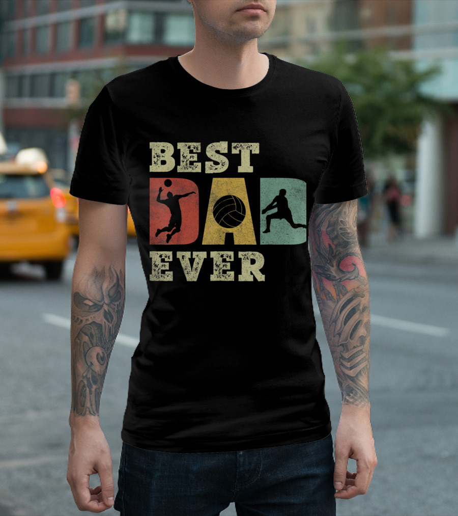 Best Dad Ever Volleyball Vinta T-Shirt