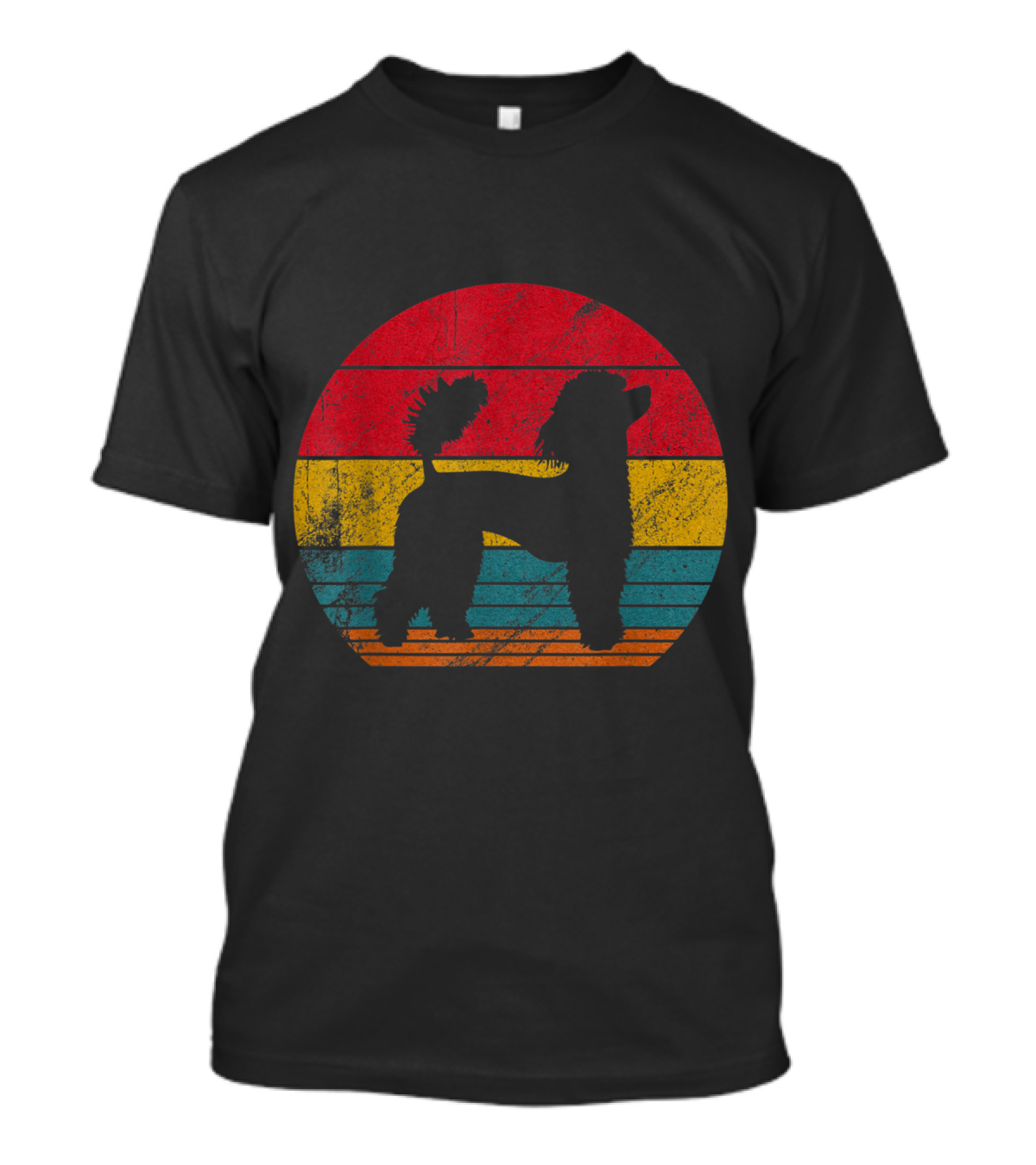 Retro Striped Poodle Silhouette Vintage Dog T-Shirt