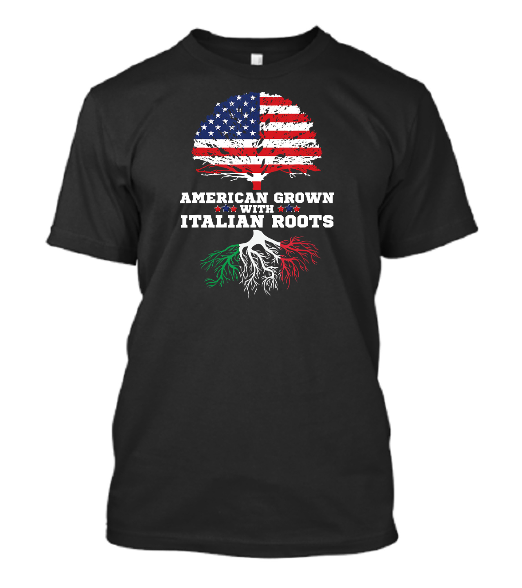 American Grown With Italian Roots USA Flag Tree T-Shirt