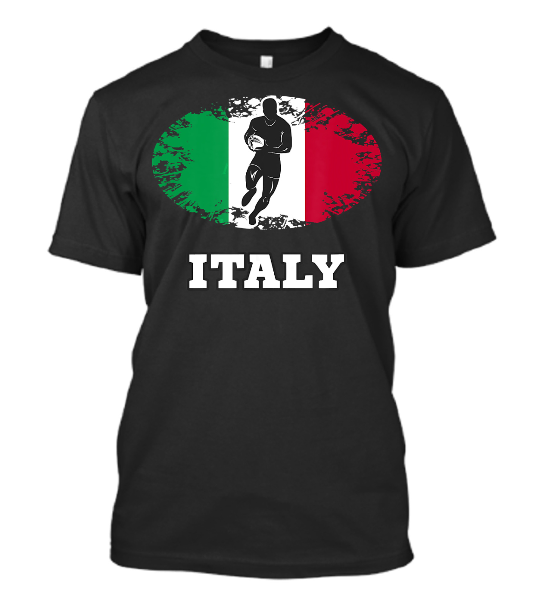 Italy Rugby Passion Icon With Tricolor Flag And Player Graphics T-Shirt