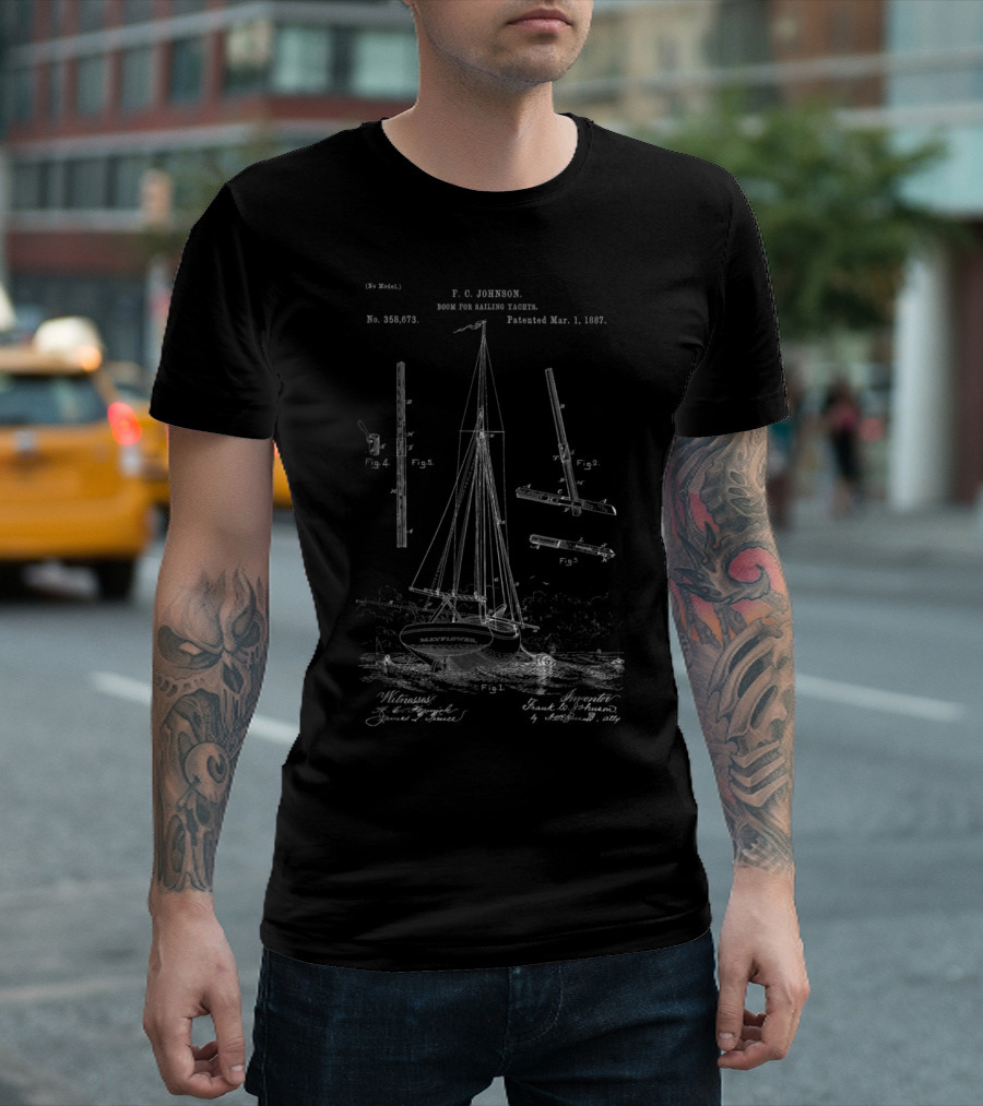 F.C. Johnson Boom For Sailing Yachts Patent March 1 1887 No. 356673 T-Shirt