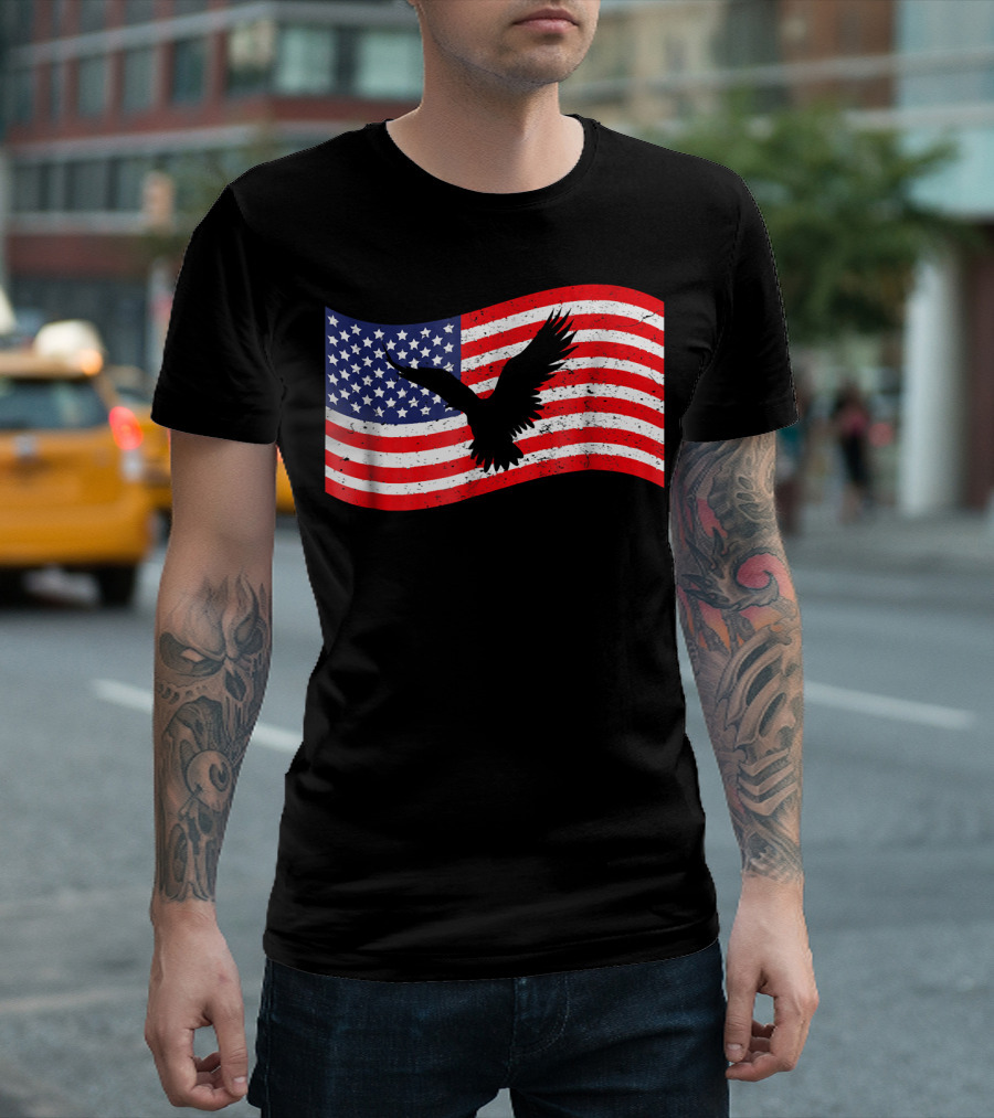 4th July American Flag With Eagle T-Shirt