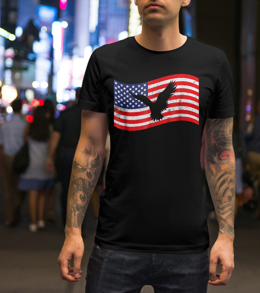 4th July American Flag With Eagle T-Shirt