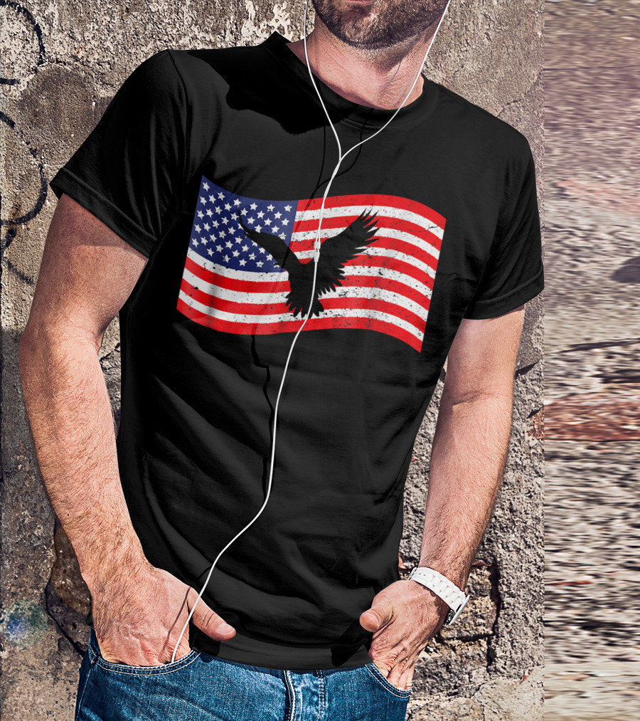 4th July American Flag With Eagle T-Shirt