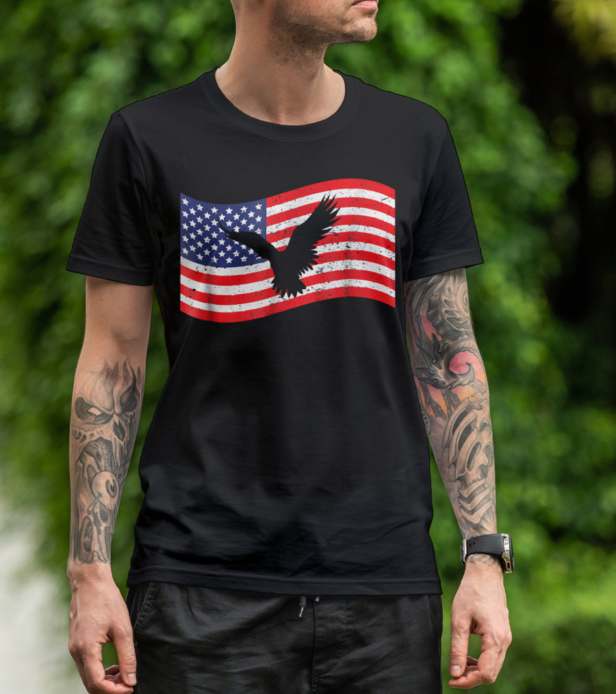 4th July American Flag With Eagle T-Shirt