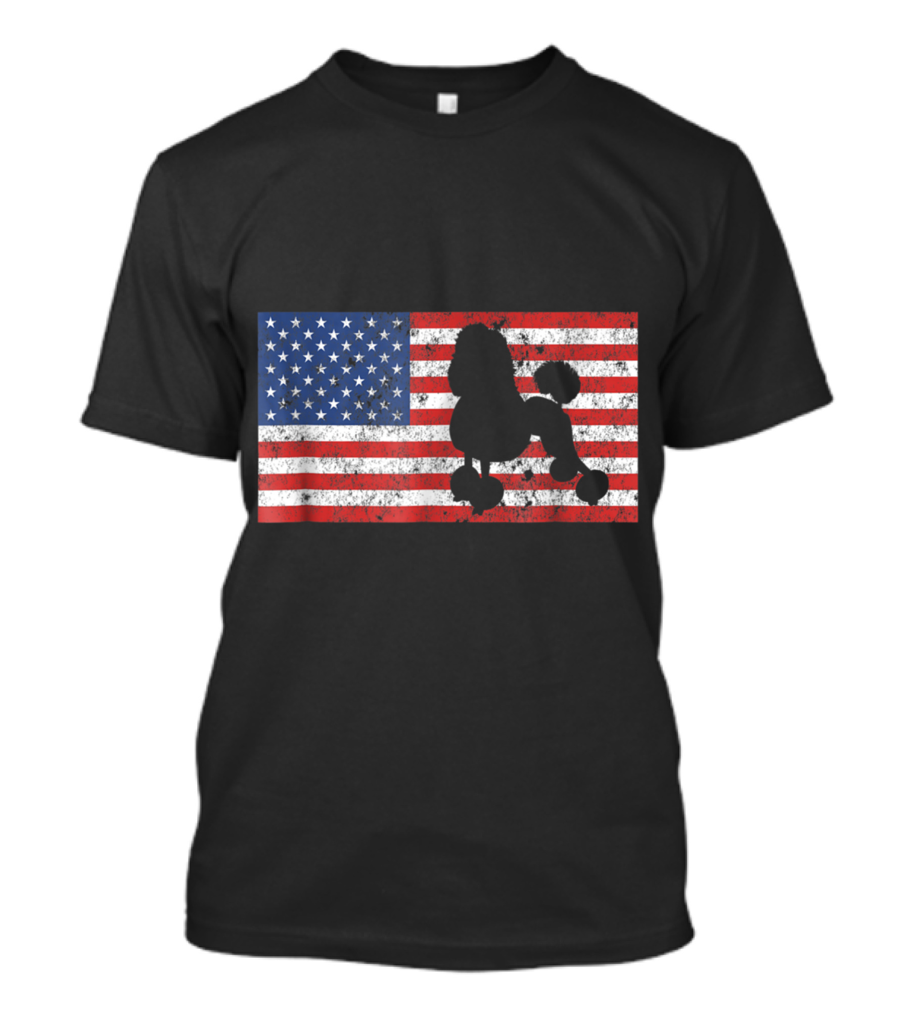 Poodle Silhouette With American Flag For 4th Of July T-Shirt