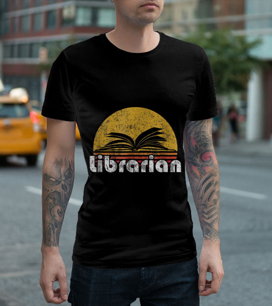 Librarian Vintage Reading Book Sunburst T-Shirt