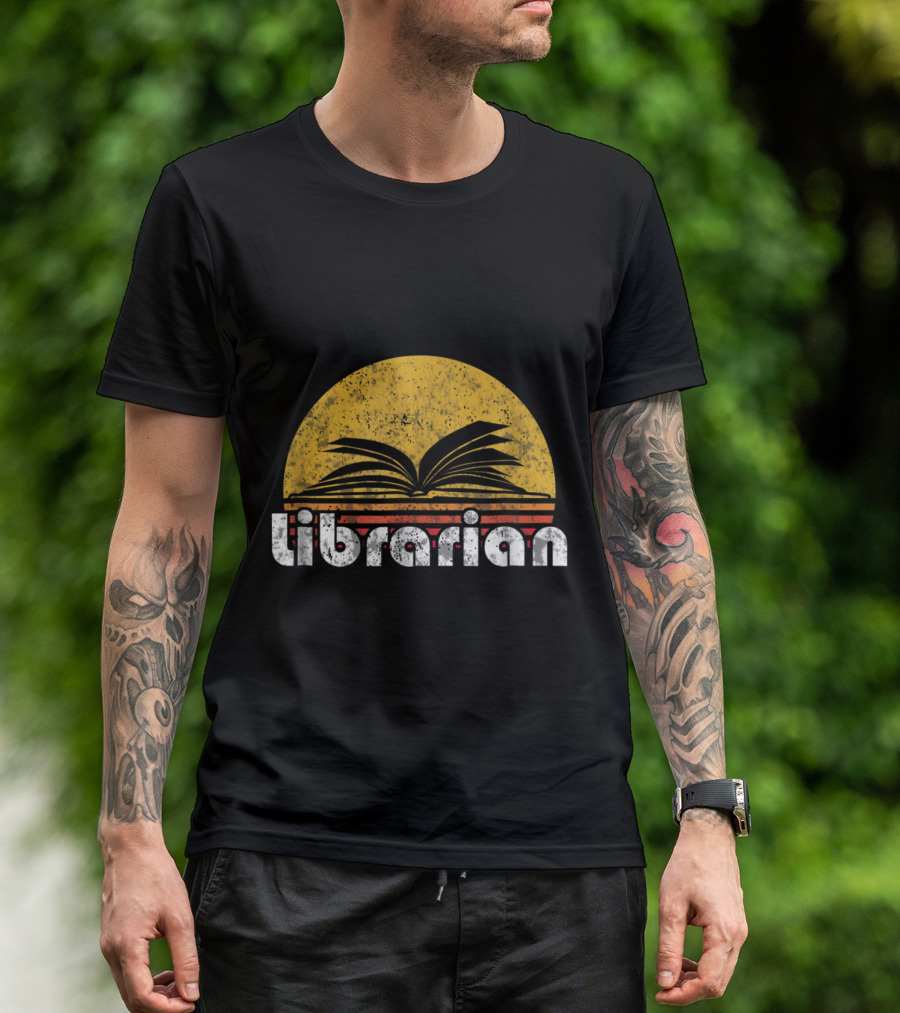 Librarian Vintage Reading Book Sunburst T-Shirt