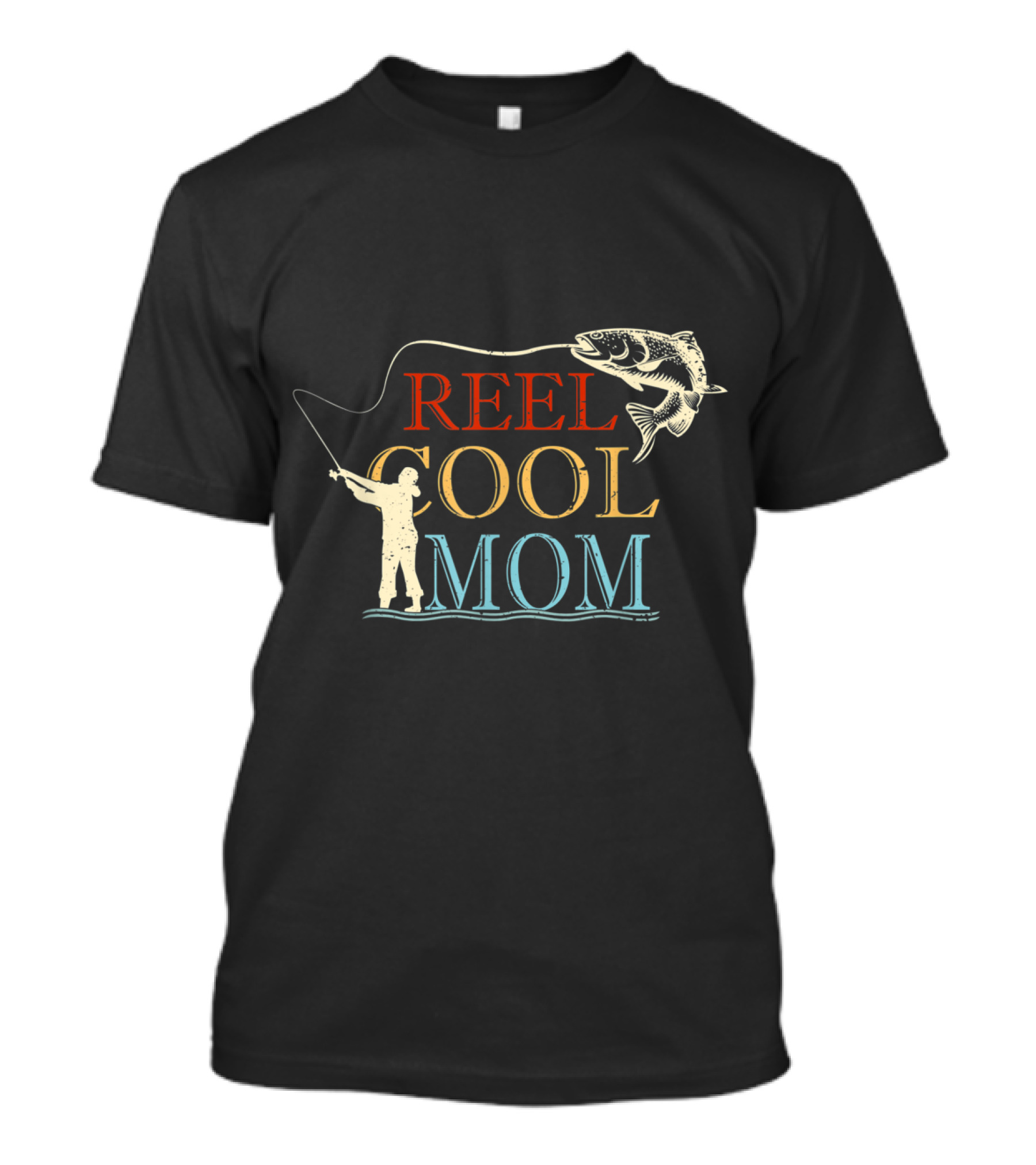 Vintage Reel Cool Mom Bass Fishing Dad Angler T-Shirt