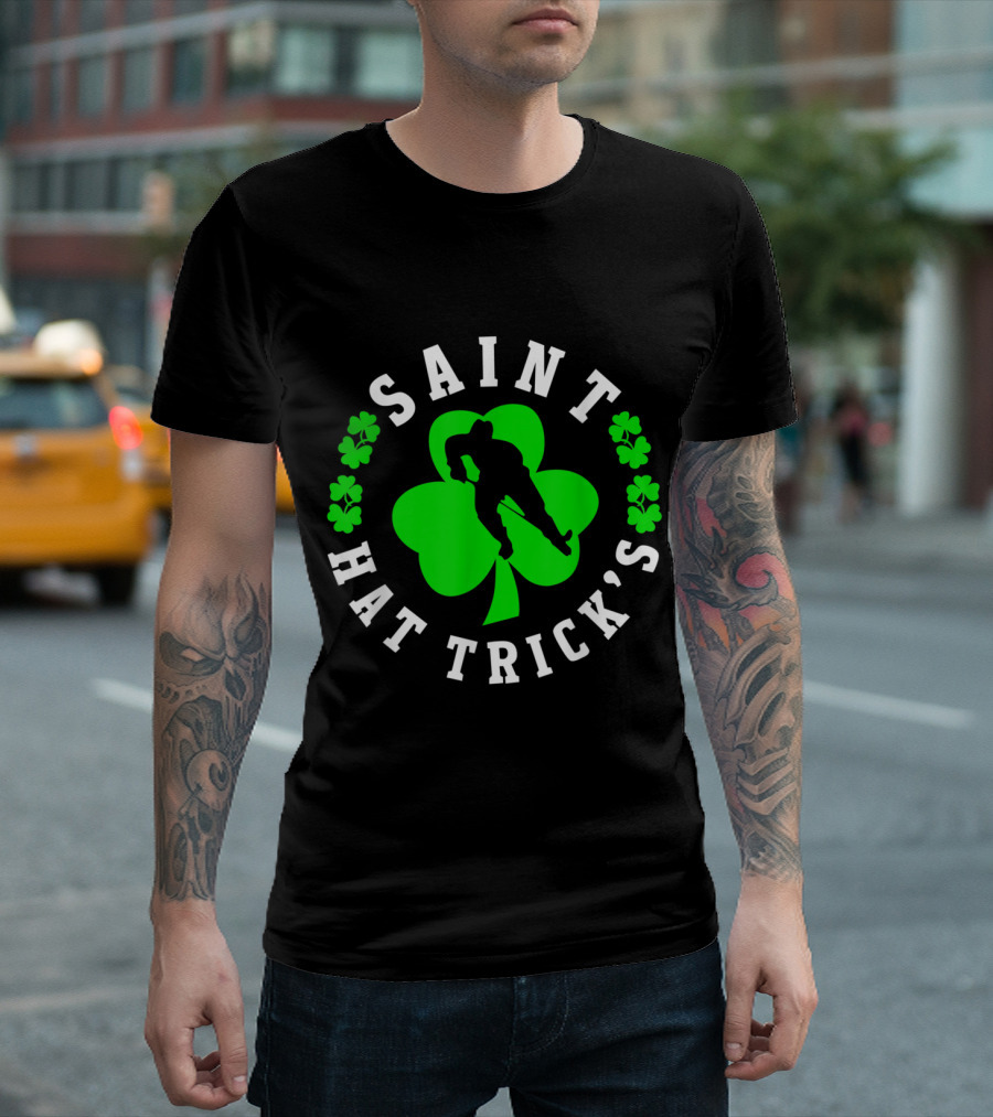 Saint Hat Trick's Hockey Clover Shamrock Player T-Shirt
