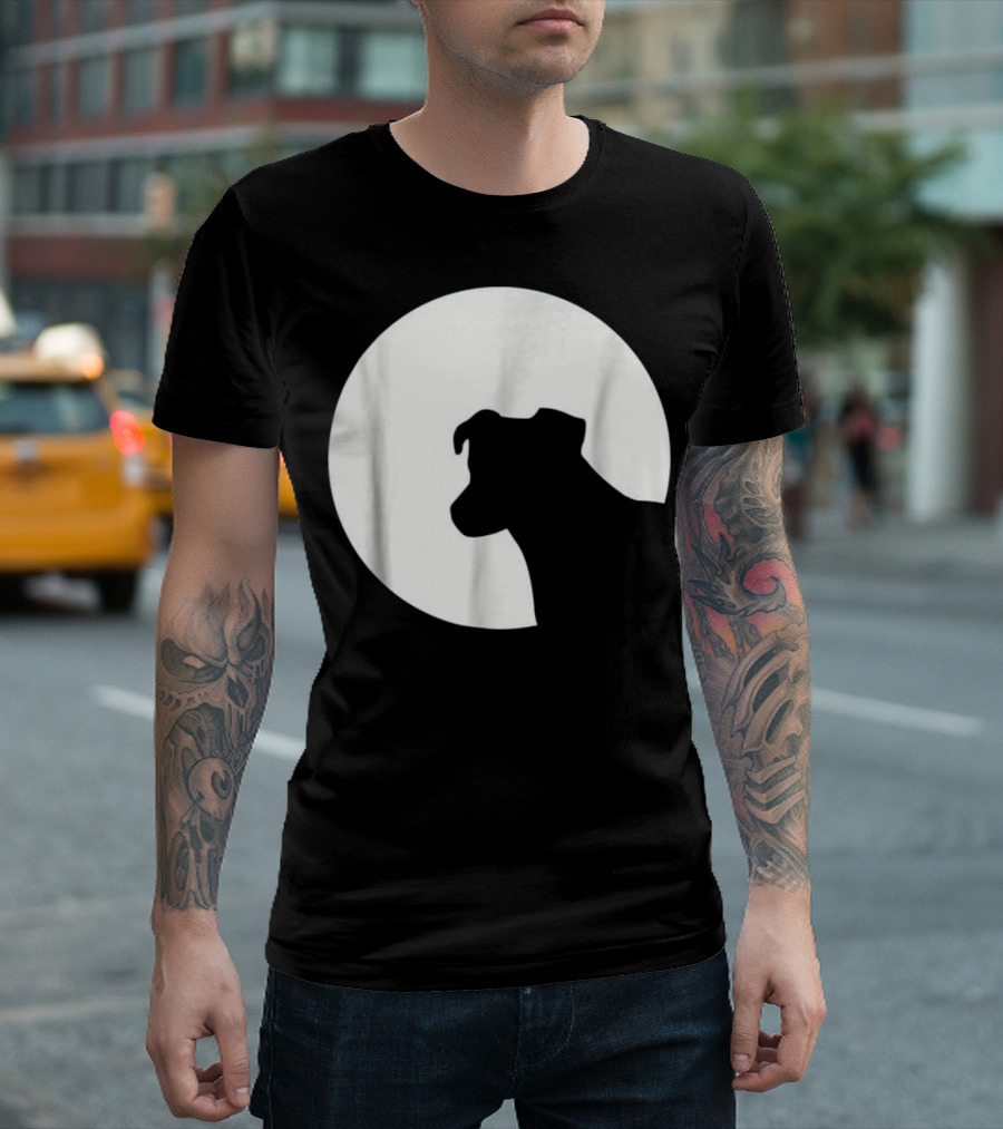 Jack Russell Silhouette Against Full Moon T-Shirt