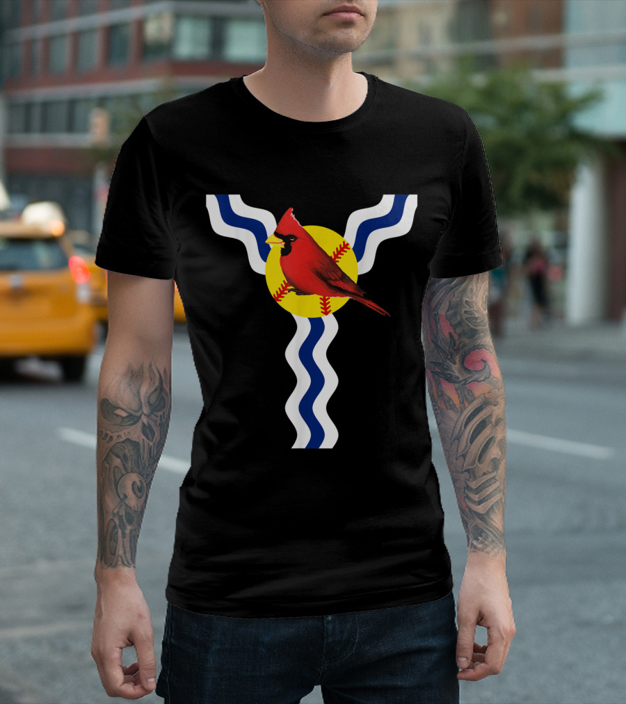 Saint Louis Red Cardinal Baseball Flag T-Shirt