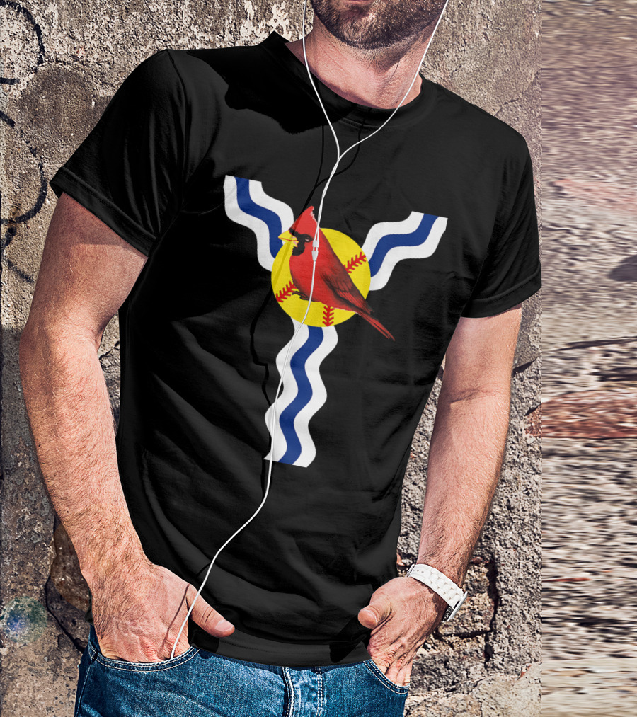 Saint Louis Red Cardinal Baseball Flag T-Shirt