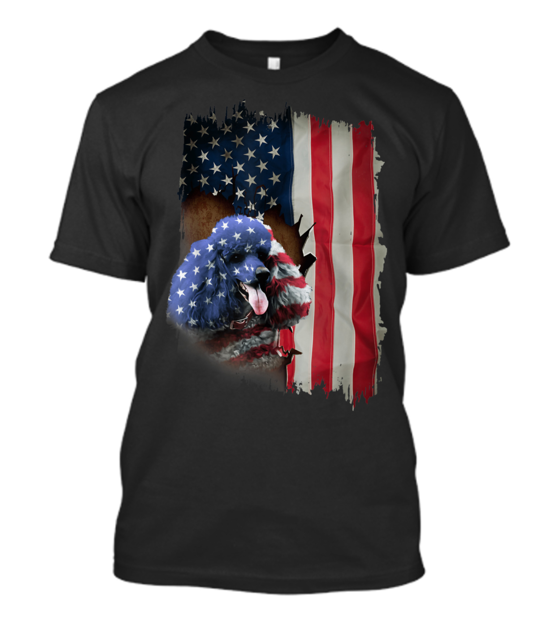 Poodle US Flag Stars And Stripes 4th Of July T-Shirt