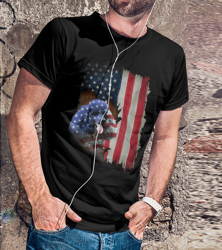 Poodle US Flag Stars And Stripes 4th Of July T-Shirt