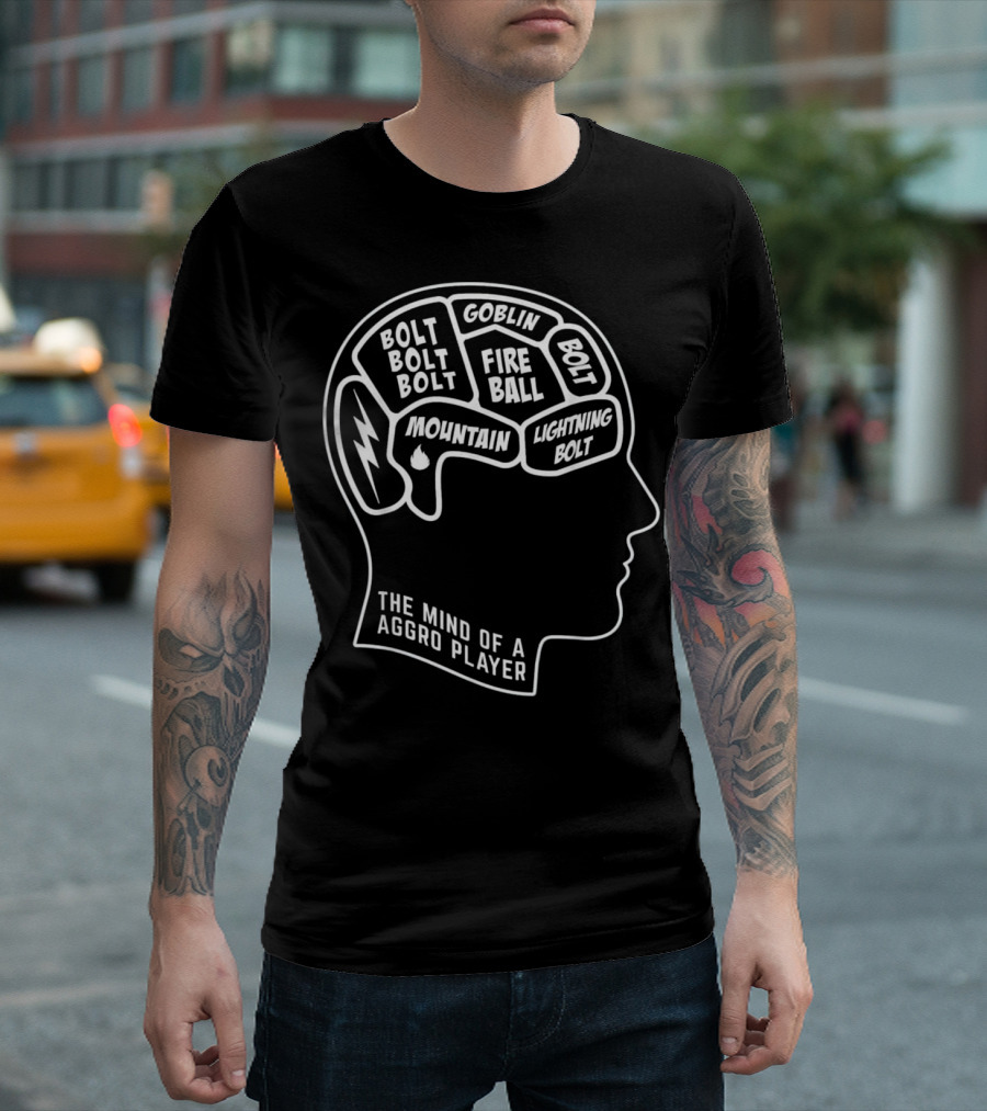 Magic Mind Of An Aggro Player Bolt Fireball Lightning Goblin Cards TCG T-Shirt