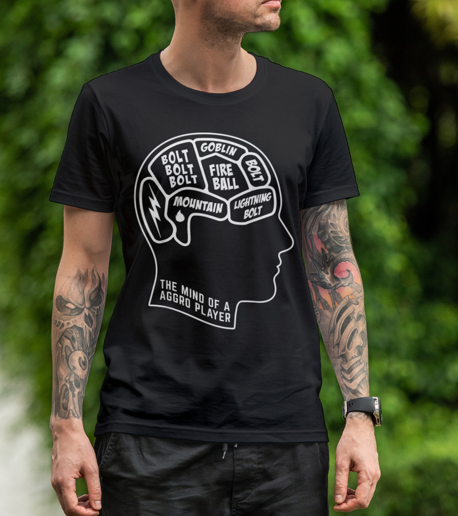 Magic Mind Of An Aggro Player Bolt Fireball Lightning Goblin Cards TCG T-Shirt