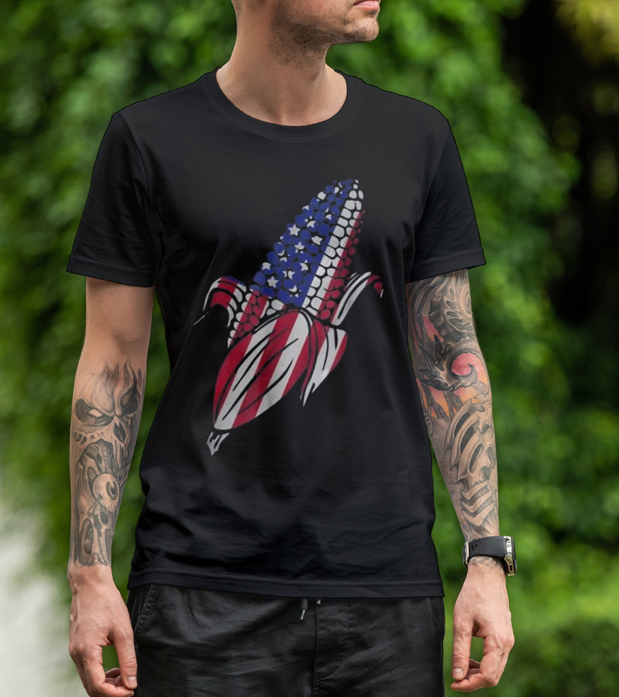 4th Of July Corn Cob Funny American Flag Patriotic Corn Cob T-Shirt