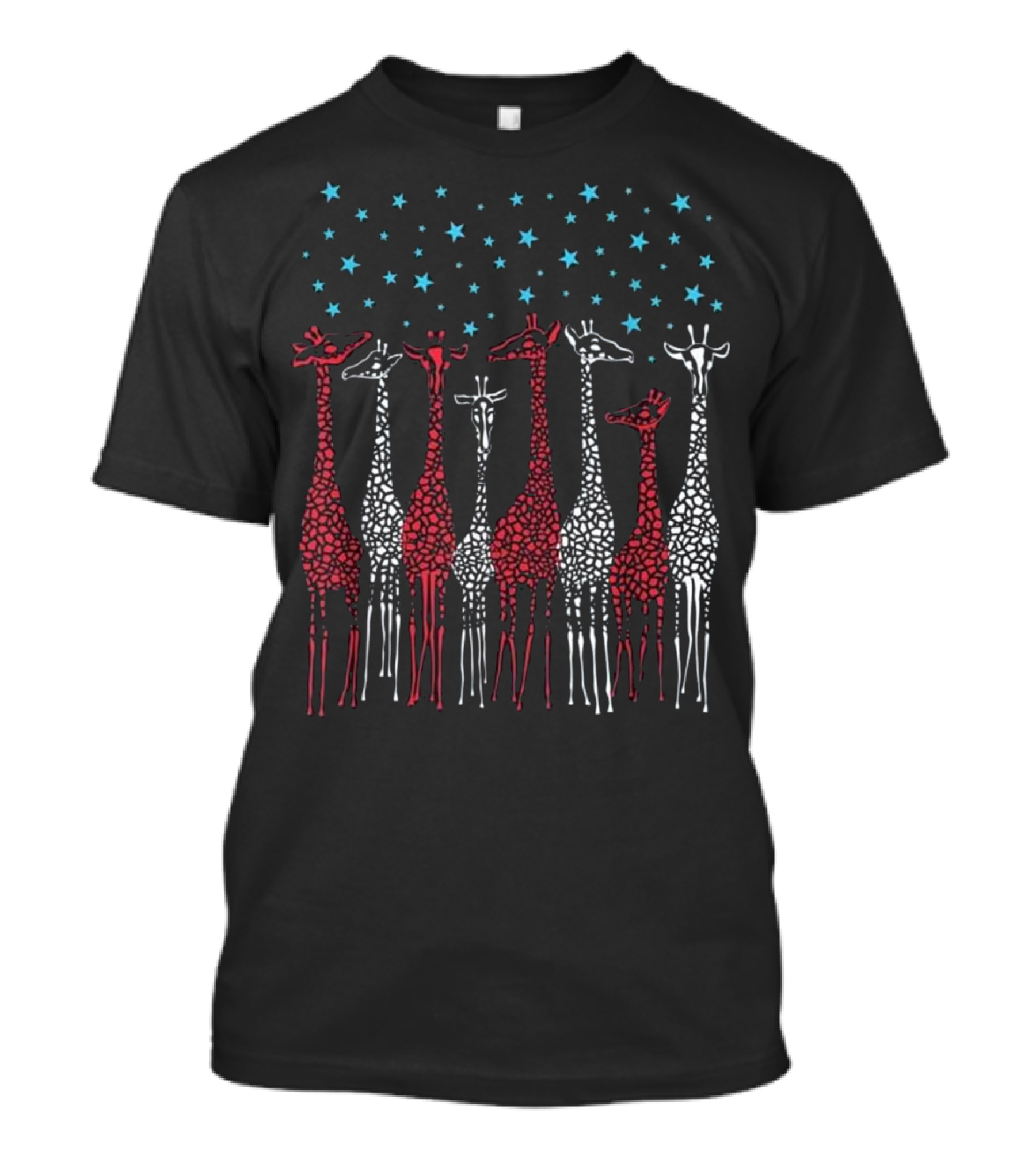 Red White And Blue Giraffes With Stars T-Shirt