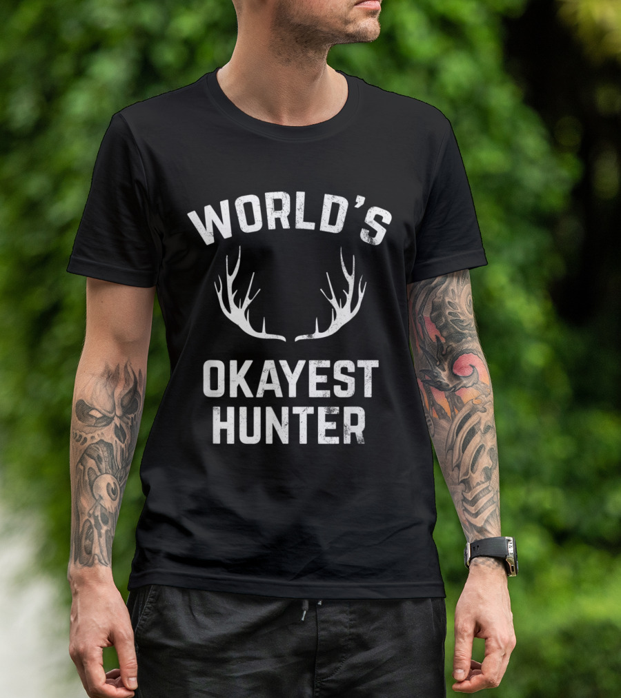 World's Okayest Hunter Antler Humor T-Shirt