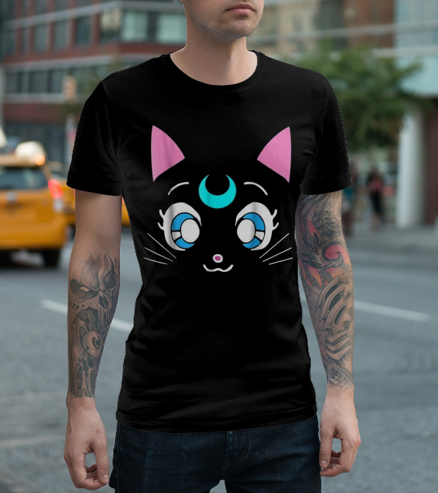 Magical Sailor Moon Cat With Crescent Anime Eyes T-Shirt