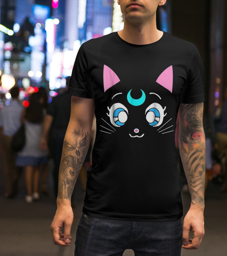 Magical Sailor Moon Cat With Crescent Anime Eyes T-Shirt