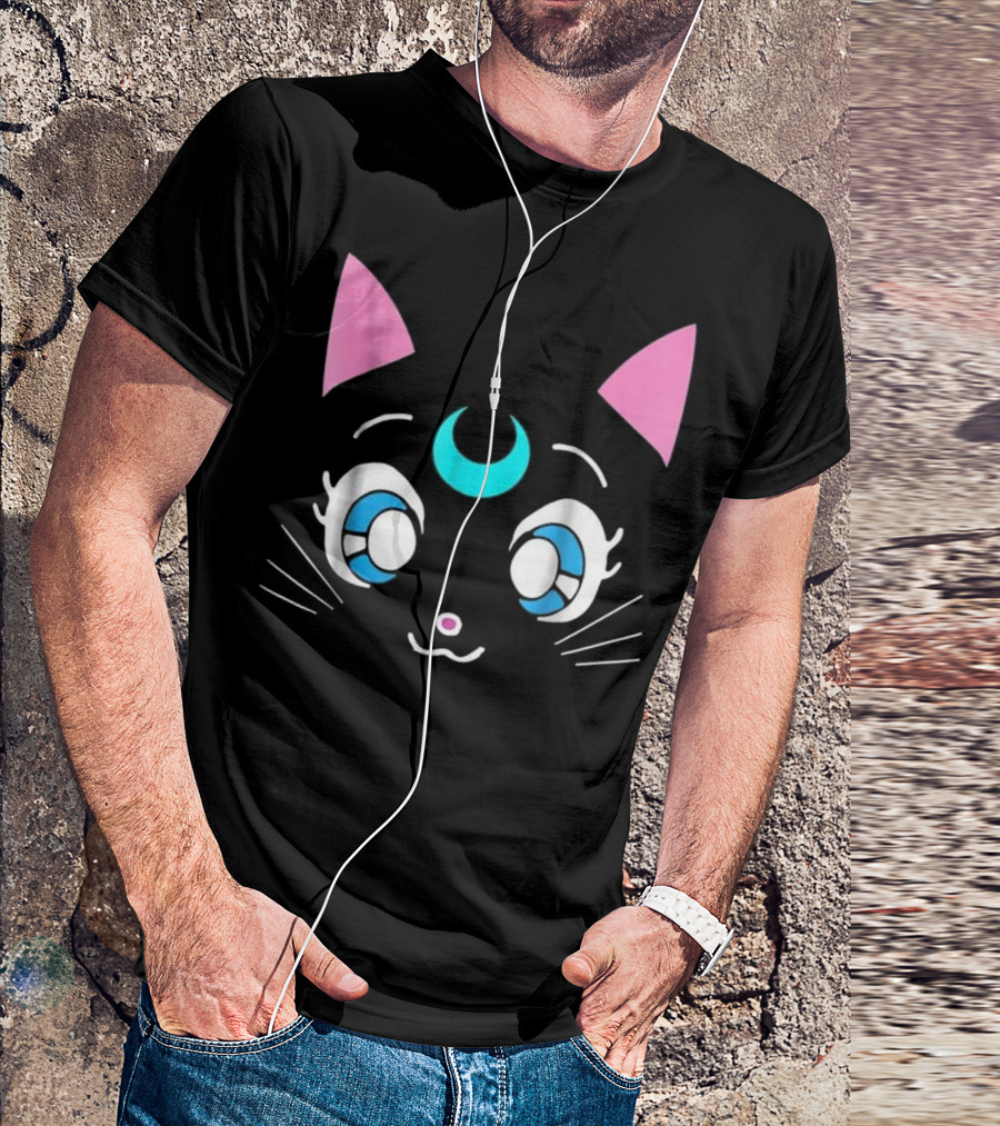 Magical Sailor Moon Cat With Crescent Anime Eyes T-Shirt