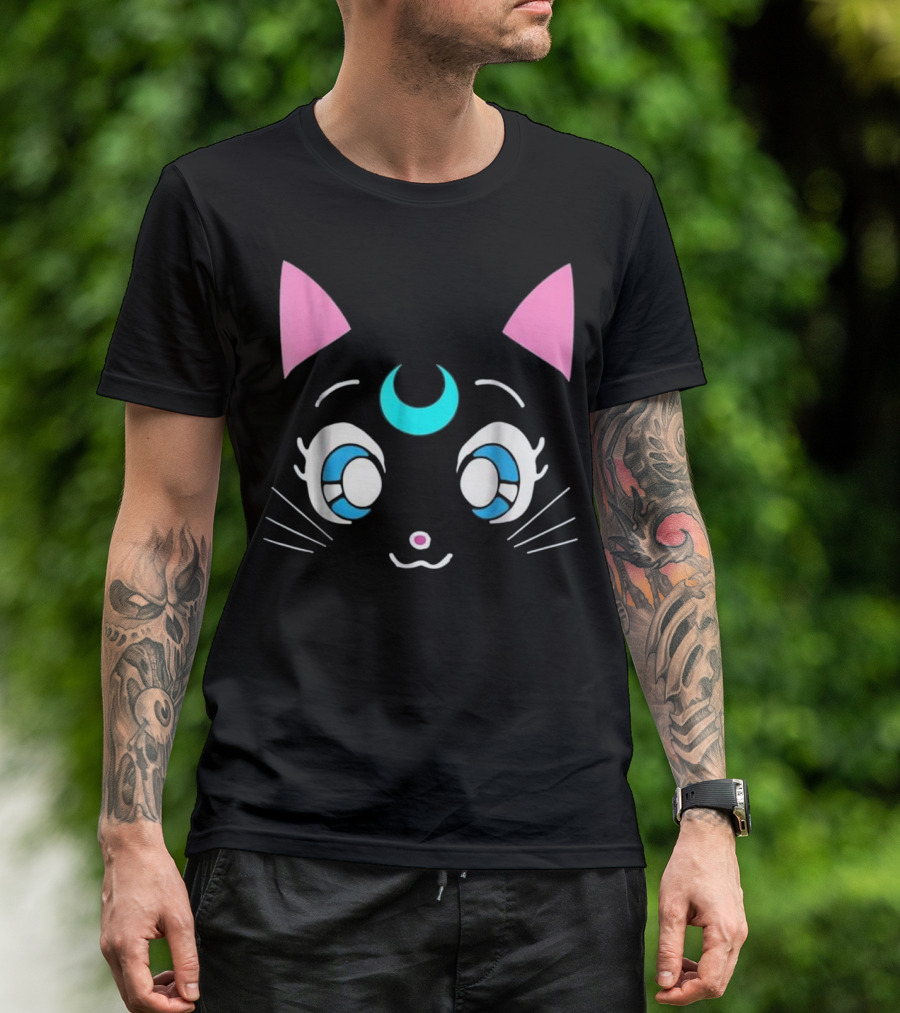 Magical Sailor Moon Cat With Crescent Anime Eyes T-Shirt