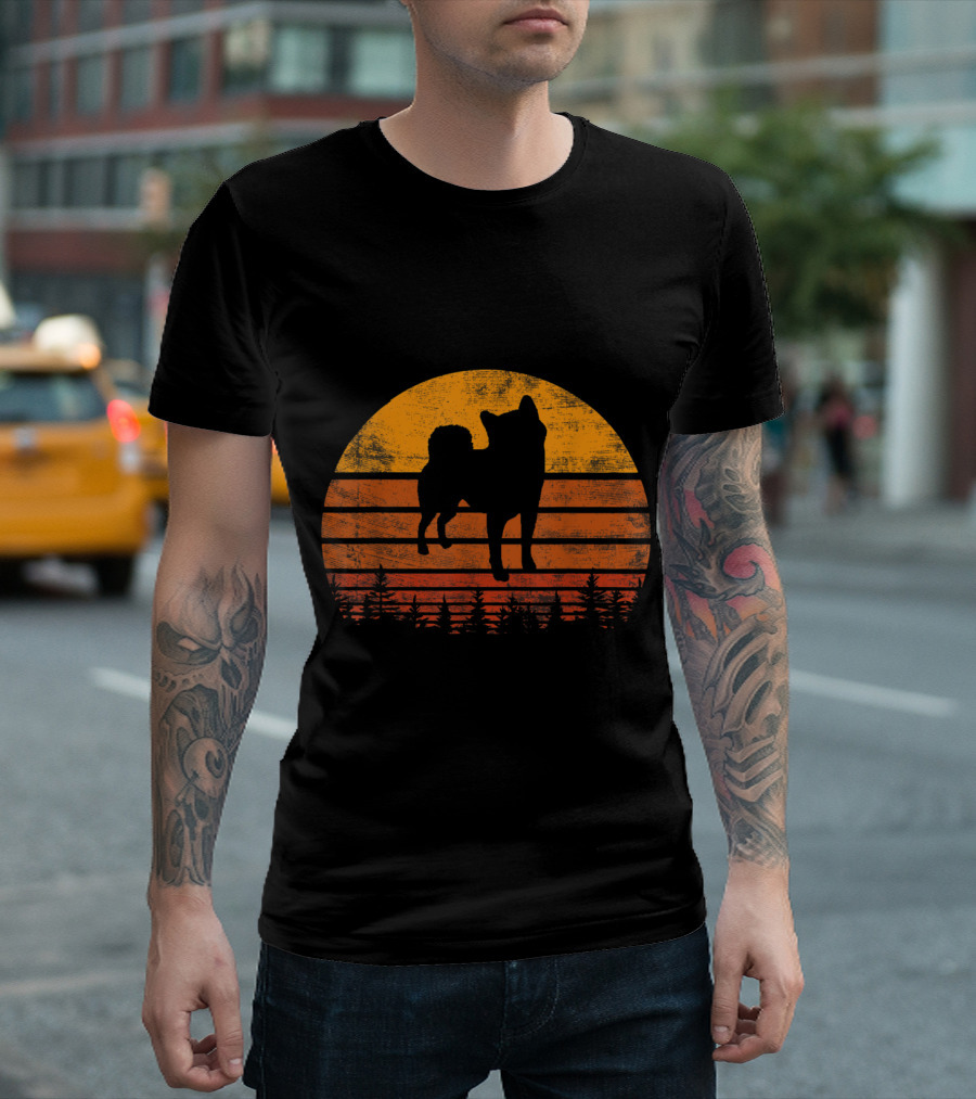 Vintage Akita Dog Lover Owner Sunset T-Shirt