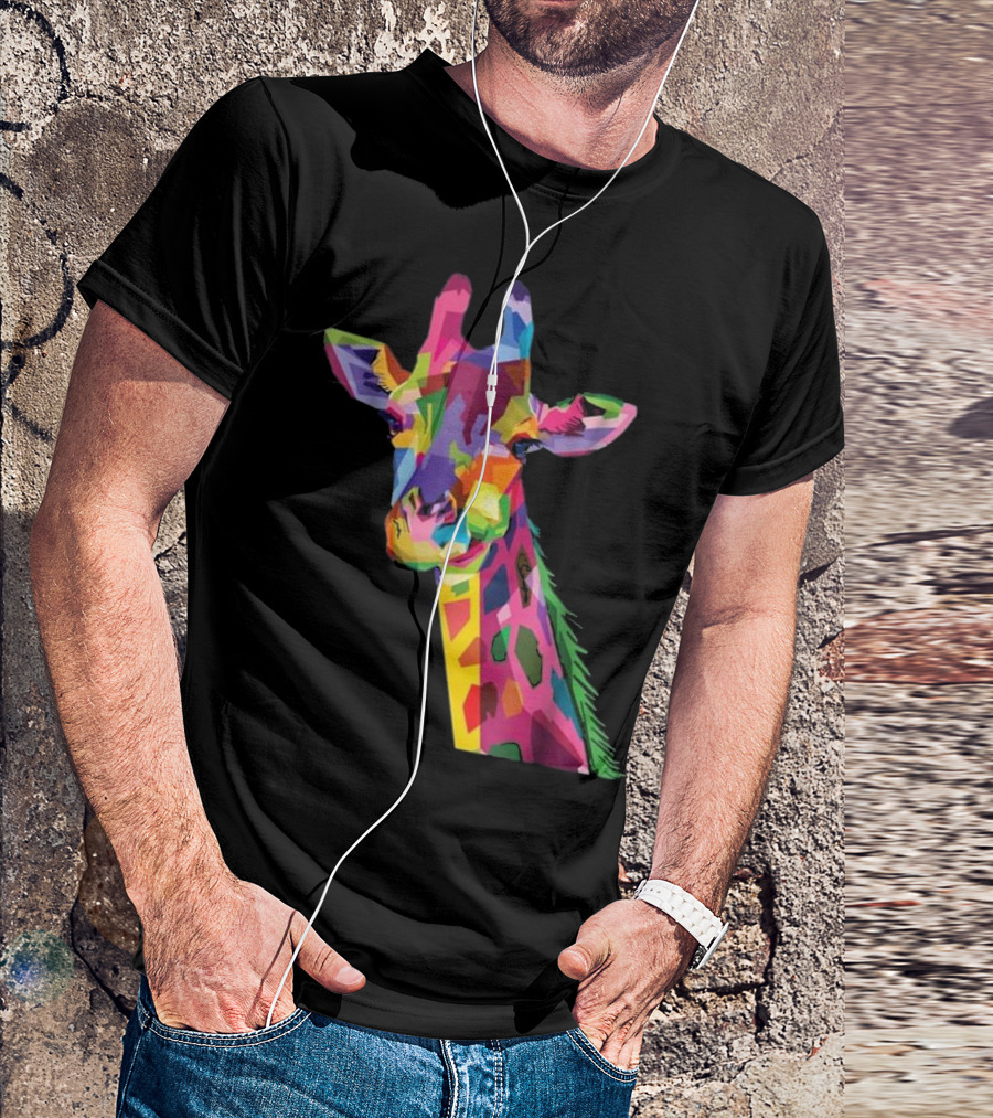 Colorful Pop Mammal Giraffe Fauna T-Shirt