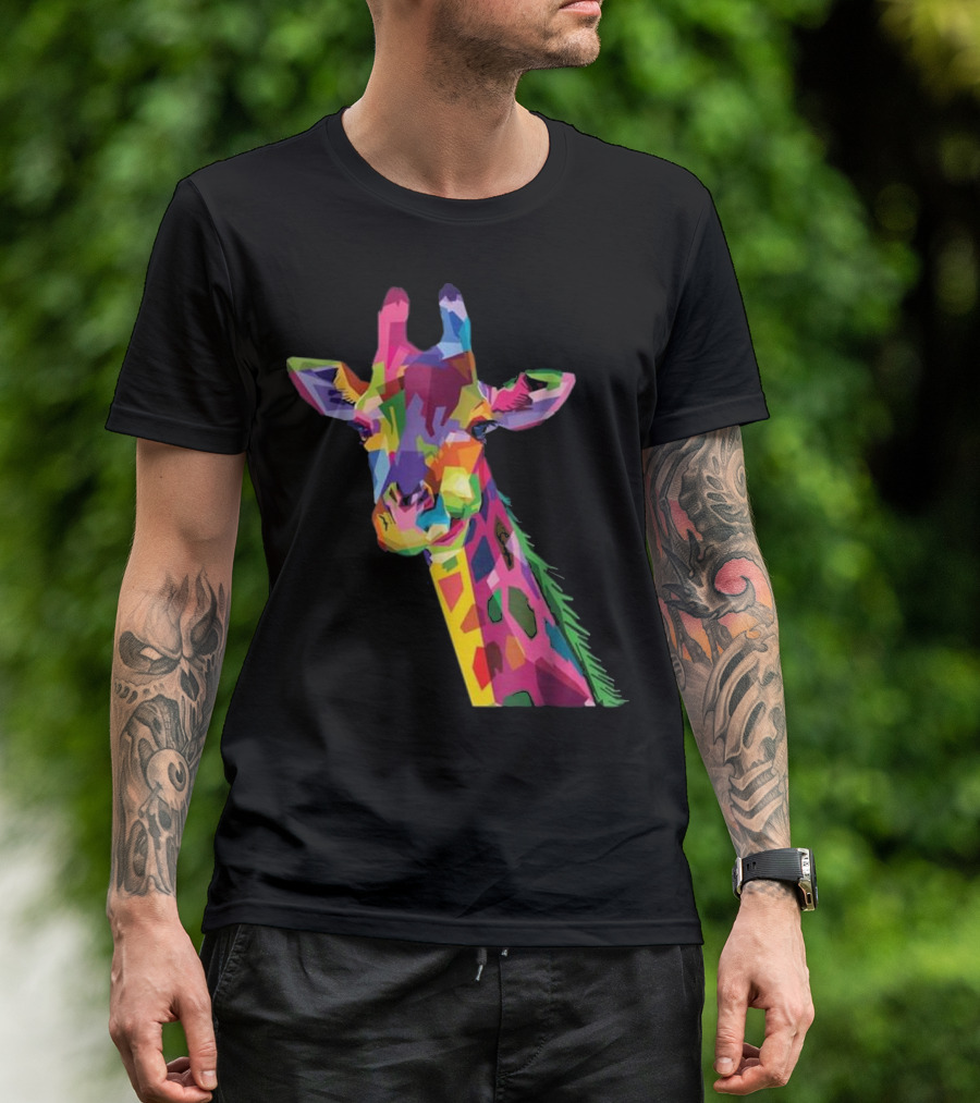 Colorful Pop Mammal Giraffe Fauna T-Shirt