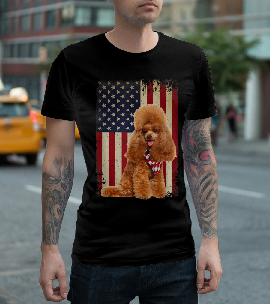 Poodles American Flag Independence Day T-Shirt