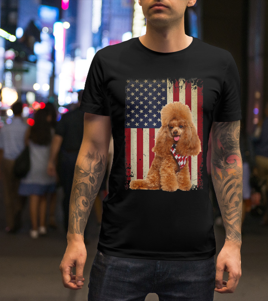 Poodles American Flag Independence Day T-Shirt
