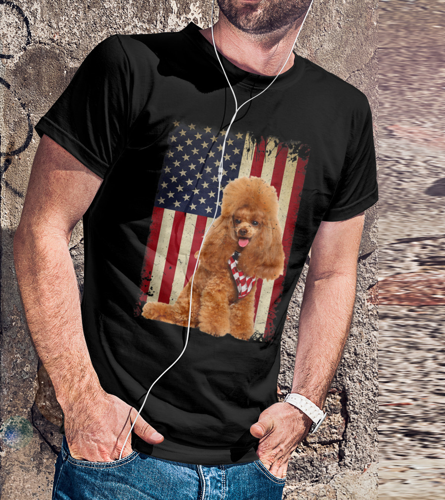 Poodles American Flag Independence Day T-Shirt